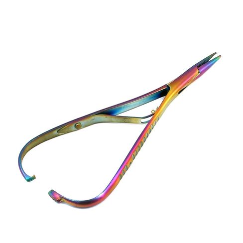 G.S Multi Color Rainbow Mathieu Ligature Elastic Placing Plier 5.5" Needle Holder Stainless Steel in Saudi Arabia