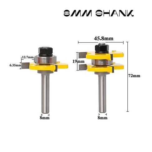 2 بت لسان وأخدود مجموعة الأرضيات الخشبية 6/8mm 1pcs (الحجم: 12.7 ملم شانك) in Kuwait