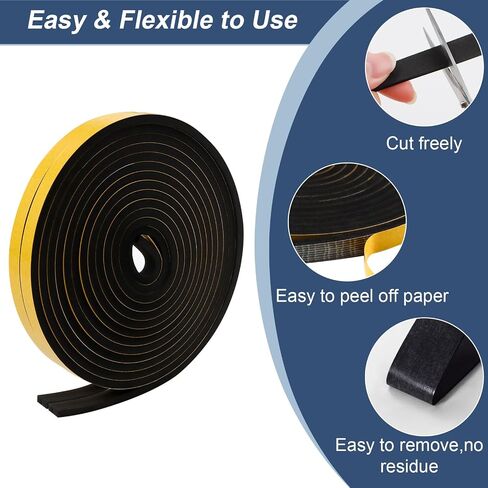 Weather Stripping Door Seal Foam Tape for Doors Windows 1/2 Inch W x 1/8 Inch T 50 FT Strong High Density Foam Insulation Strips Adhesive Tape in Saudi Arabia