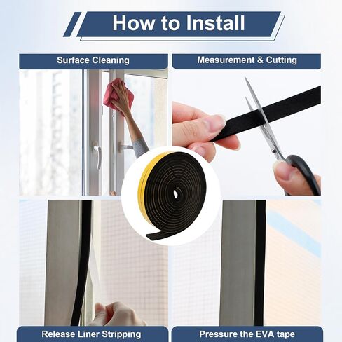 Weather Stripping Door Seal Foam Tape for Doors Windows 1/2 Inch W x 1/8 Inch T 50 FT Strong High Density Foam Insulation Strips Adhesive Tape in Saudi Arabia
