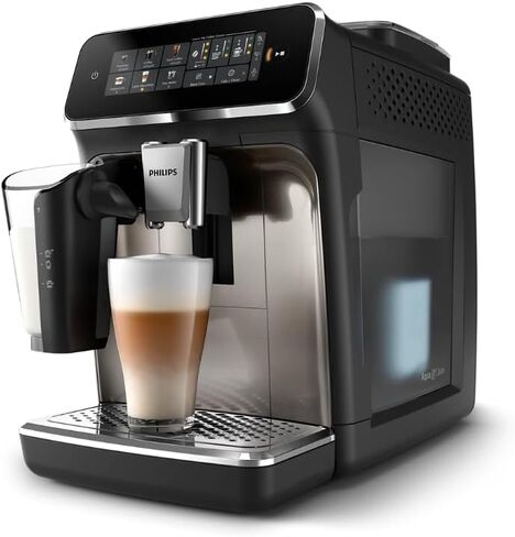 PHILIPS 3300 Series Fully Automatic Espresso Machine, LatteGo Milk System | 5 Hot & Iced Coffee Pre-Sets, ceramic grinder, customizable coffee strength & milk settings, hot water, 15 bars (EP3341/50) in Saudi Arabia
