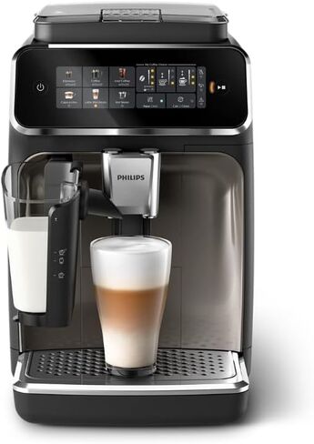 PHILIPS 3300 Series Fully Automatic Espresso Machine, LatteGo Milk System | 5 Hot & Iced Coffee Pre-Sets, ceramic grinder, customizable coffee strength & milk settings, hot water, 15 bars (EP3341/50) in Saudi Arabia