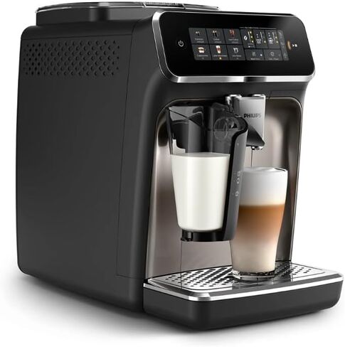 PHILIPS 3300 Series Fully Automatic Espresso Machine, LatteGo Milk System | 5 Hot & Iced Coffee Pre-Sets, ceramic grinder, customizable coffee strength & milk settings, hot water, 15 bars (EP3341/50) in Saudi Arabia