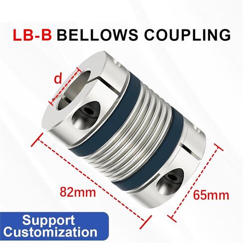 LB-B-D65L82 (12-38) Shaft Coupling LB B D65L82 Bellows Flexible Motor Coupler CNC Aluminium High Elasticity Universal Joint 3D Printer 1Pcs(LB-B-D65L82-12X22) in Saudi Arabia