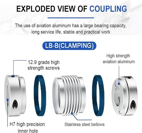 LB-B-D65L82 (12-38) Shaft Coupling LB B D65L82 Bellows Flexible Motor Coupler CNC Aluminium High Elasticity Universal Joint 3D Printer 1Pcs(LB-B-D65L82-12X22) in Saudi Arabia