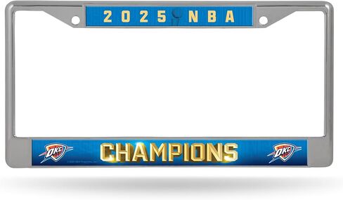 Rico Industries NBA Basketball Oklahoma City Thunder 2025 NBA Champions 12 "× 6" Chrome Frame مع ملحقات السيارات/الشاحنة/سيارات الدفع الرباعي. in Saudi Arabia