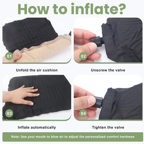 Portable Self-Inflating Stadium Seat Cushion,Memory Foam Bleacher Seat Chair Cushion,for Airplane Travel Backpacking Sports Outdoor Rocky Ground,Thickened Fabric,Beige in Saudi Arabia