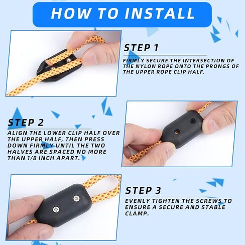 4pcs 3/8 بوصة المشابك الحبل - مشابك موصل الحبل البلاستيكية قابلة لإعادة الاستخدام ل 7-8 ملم الحبال المضفرة ، مثالية لحلقة حبل التسلق. in Saudi Arabia