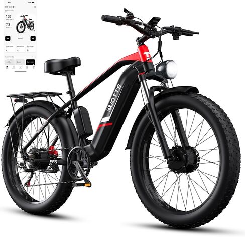 F26 Dual Motor 2000w الدراجة الكهربائية للبالغين 35 ميلاً في الساعة ، و 26 × 4 إطارات الدهون جميع الدراجات التضاريس مع بطارية 48V 20AH 40-79 ميل ، والتعليق الكامل و SHI-MANO 7 سرعات وهدروليكية الفرامل in Saudi Arabia