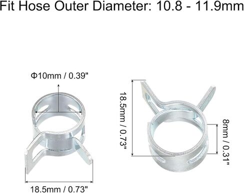 #US 20pcs Spring Hose Clamp 65Mn Steel 10mm Low Pressure Air Clip Zinc Plated in Saudi Arabia