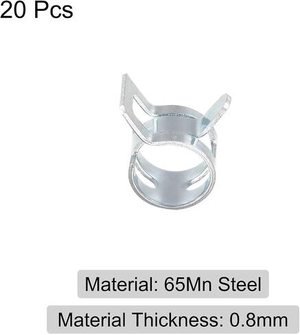 #US 20pcs Spring Hose Clamp 65Mn Steel 10mm Low Pressure Air Clip Zinc Plated in Saudi Arabia