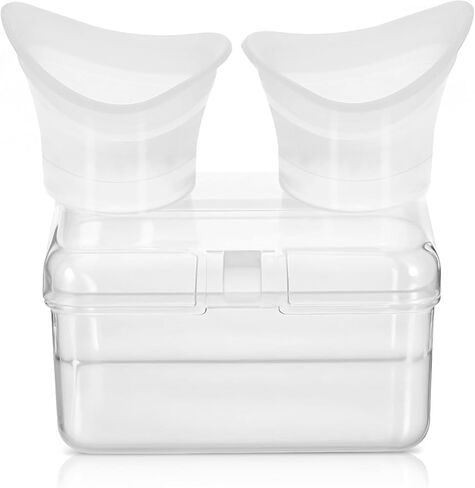 2Pcs Eye Wash Cups, Silicone Eye Rinse Cup Kit, Portable Wash Bath with Storage Container for Quick Relief, Tired, Dust, Cleaning, Makeup, Irritants in Saudi Arabia