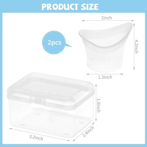 2Pcs Eye Wash Cups, Silicone Eye Rinse Cup Kit, Portable Wash Bath with Storage Container for Quick Relief, Tired, Dust, Cleaning, Makeup, Irritants in Saudi Arabia
