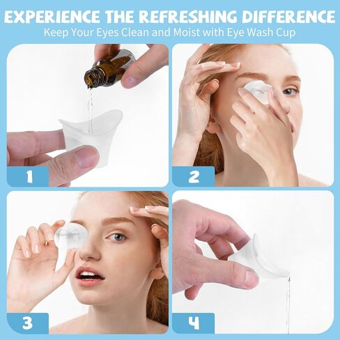 2Pcs Eye Wash Cups, Silicone Eye Rinse Cup Kit, Portable Wash Bath with Storage Container for Quick Relief, Tired, Dust, Cleaning, Makeup, Irritants in Saudi Arabia