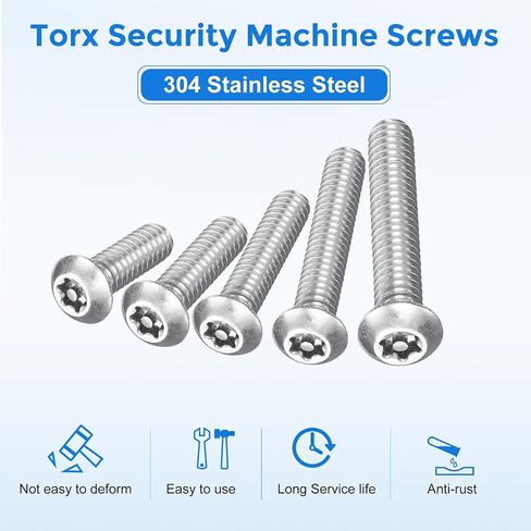 Uxcell 25pcs #10-32 × 1 مسامير آلة أمان Torx ، 304 مسامير رأس الفولاذ المقاوم للصدأ مقاوم للعبث مقاوم للملفقة المضادة للسرقة ، والفضة in Saudi Arabia