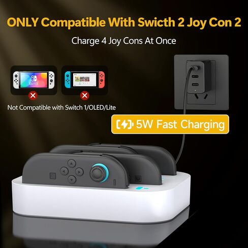 Gaging 4 in 1 وحدة تحكم شحن Dock لـ Nintendo Switch 2 Joy Con ، 2.5 ساعة شحن سريع لشاحن الفرح مع مؤشر LED ، وقصة التخزين المنظمة لملحقات Switch 2 in Saudi Arabia