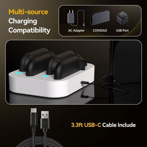 Gaging 4 in 1 وحدة تحكم شحن Dock لـ Nintendo Switch 2 Joy Con ، 2.5 ساعة شحن سريع لشاحن الفرح مع مؤشر LED ، وقصة التخزين المنظمة لملحقات Switch 2 in Saudi Arabia