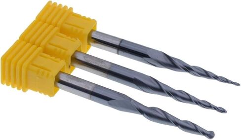 قاطع طحن الأجهزة 10pcs 4mm HRC55 2F كربيد صلبة مدببة منتفخ مخروطية مخروطية قاطع طحن CNC قاطع طحن المعادن الخشبية (الأبعاد: r0.75x20.5xd4x50l) in Saudi Arabia