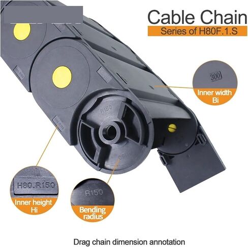 BIRAN 1-Meter Cable Drag Chain. Series of H80F.1.S-Sealing Type Open Both Side(250mm,80x125 mm) in Saudi Arabia