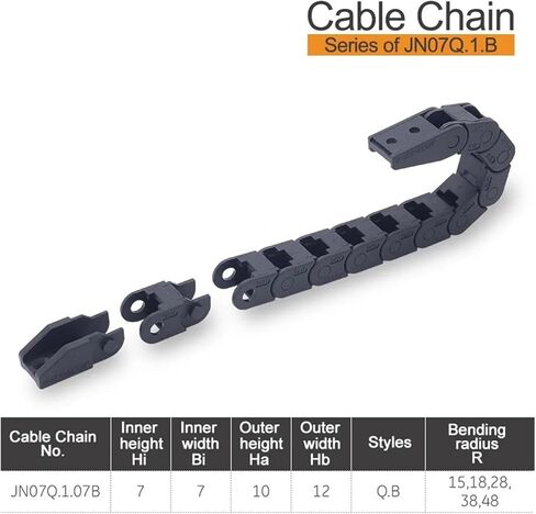 1meter Cable Drag Chain Bridge Type Cannot Be Opened Series of JN07Q.1.B 7 * 7 Bending Radius R15 18 28 in Saudi Arabia