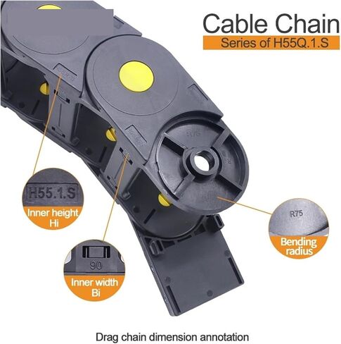 BIRAN 1-Meter Cable Drag Chain. Series of H55Q.1.S-Bridge Type Open of Both Side(150mm,55x60 mm) in Saudi Arabia