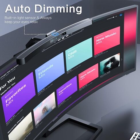 ONWAY Curved Monitor Light Bar with RGB Backlight, Wireless Remote Touch Control, No Glare Lamp with Camera Base for Gaming/Office Computer Setup in Saudi Arabia