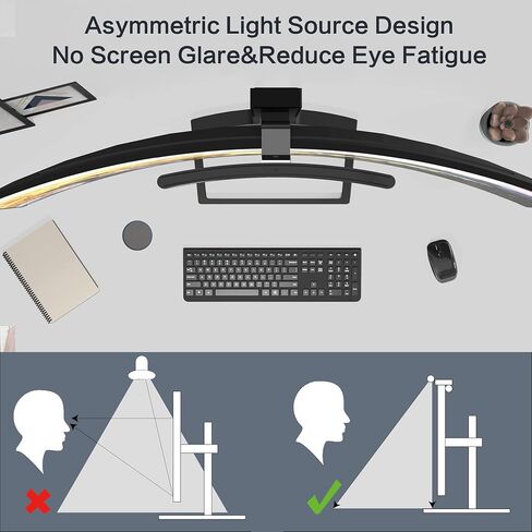 ONWAY Curved Monitor Light Bar with RGB Backlight, Wireless Remote Touch Control, No Glare Lamp with Camera Base for Gaming/Office Computer Setup in Saudi Arabia
