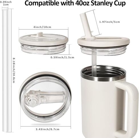 Stanley Lid Replacement 40 oz Cream 2.0 no Spill Lid Leak Proof Spill Proof Cup Lid Stanley Quencher Cup Lid Accessories in Kuwait