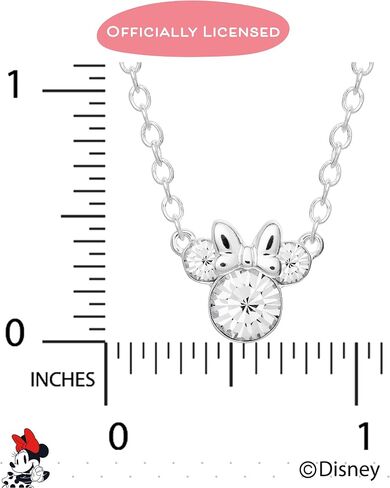Disney Minnie Mouse Birthstone Jewelry, August Birth Month Pendant Necklace, Silver Plated, Peridot Light Green Crystal in Kuwait