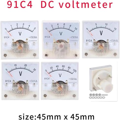 91C4 Pointer Type DC Voltmeter 5V 10V 15V 20V 30V 50V 100V Analog Panel Voltage Gauge Volt 1Pcs(DC0-10V) in Saudi Arabia