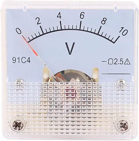 91C4 Pointer Type DC Voltmeter 5V 10V 15V 20V 30V 50V 100V Analog Panel Voltage Gauge Volt 1Pcs(DC0-10V) in Saudi Arabia