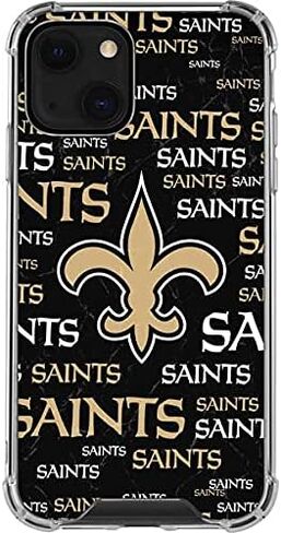 Skinit Clear Phone Case Compatible with iPhone 13 - Officially Licensed NFL New Orleans Saints Black Blast Design in Saudi Arabia