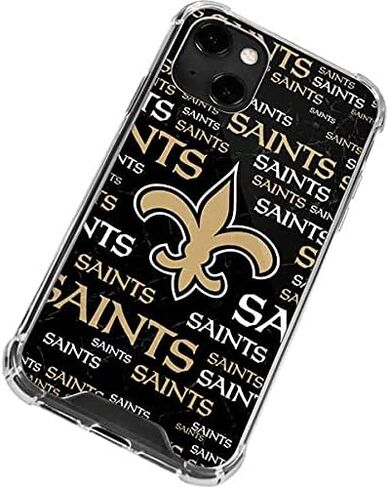 Skinit Clear Phone Case Compatible with iPhone 13 - Officially Licensed NFL New Orleans Saints Black Blast Design in Saudi Arabia