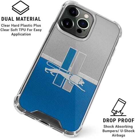 Skinit Clear Phone Case Compatible with iPhone 16 Pro Max - Officially Licensed NFL Detroit Lions Vintage Design in Saudi Arabia