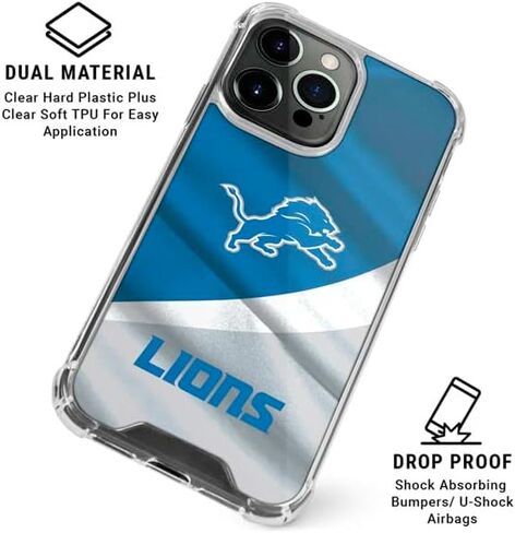 Skinit Clear Phone Case متوافق مع iPhone 16 Pro Max - تصميم NFL Detroit Lions المرخص رسميًا in Saudi Arabia