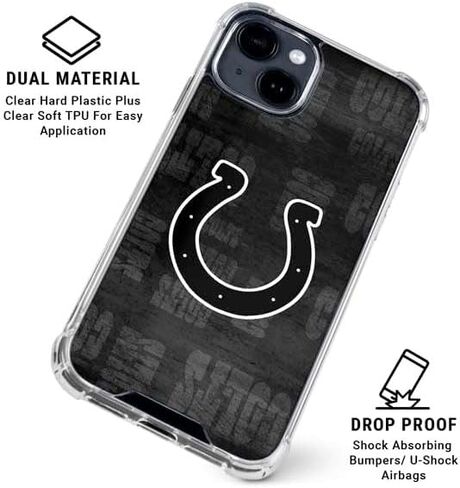 Skinit Clear Phone Case Compatible with iPhone 14 - Officially Licensed NFL Indianapolis Colts Black & White Design in Saudi Arabia