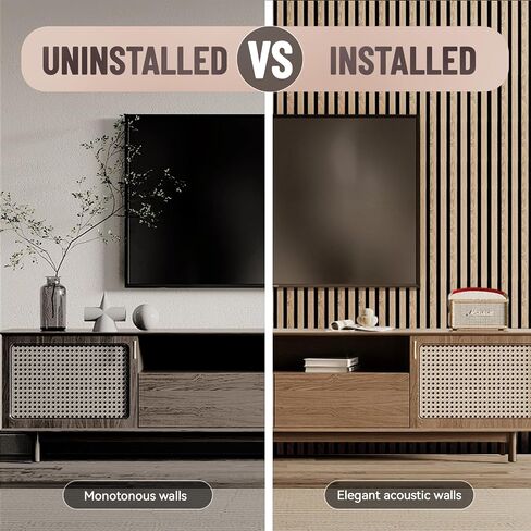Acoustic Wood Slat Wall Panels, 47.2" X 23.6" X 0.7" 15.5ft² Sound Absorbing Acoustic Panels for Walls –Wall Panels for Stylish Interiors (4# Walnut, 2pack -47.2x23.6in) in Saudi Arabia