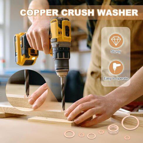 PATIKIL 18PCS M10 غسالات النحاس ، M10X16X1.5MM COPPER CROCK GASHER GASHER GASHER SEALING SEAING WASHERS TOPERTMENT RIST DIST RAP in Saudi Arabia