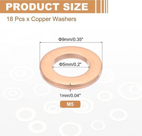 PATIKIL 18PCS M10 غسالات النحاس ، M10X16X1.5MM COPPER CROCK GASHER GASHER GASHER SEALING SEAING WASHERS TOPERTMENT RIST DIST RAP in Saudi Arabia