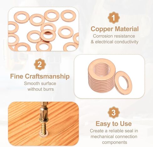 PATIKIL 18PCS M10 غسالات النحاس ، M10X16X1.5MM COPPER CROCK GASHER GASHER GASHER SEALING SEAING WASHERS TOPERTMENT RIST DIST RAP in Saudi Arabia
