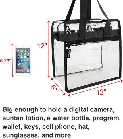 BeeGreen Stadium Clear Bags w Front Pocket and Adjustable Shoulder Carry Handles, Stadium Security Clear Purse & Gym Transparent Zippered Tote Bag in Saudi Arabia