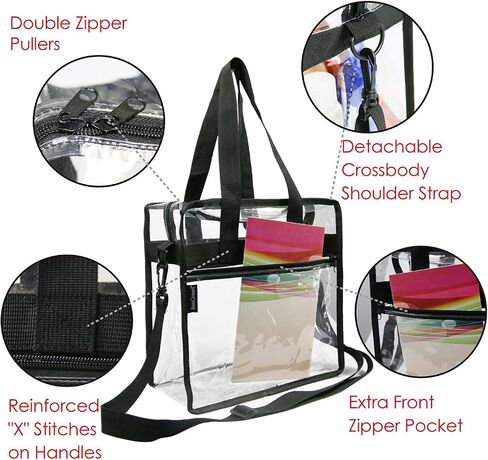 BeeGreen Stadium Clear Bags w Front Pocket and Adjustable Shoulder Carry Handles, Stadium Security Clear Purse & Gym Transparent Zippered Tote Bag in Saudi Arabia