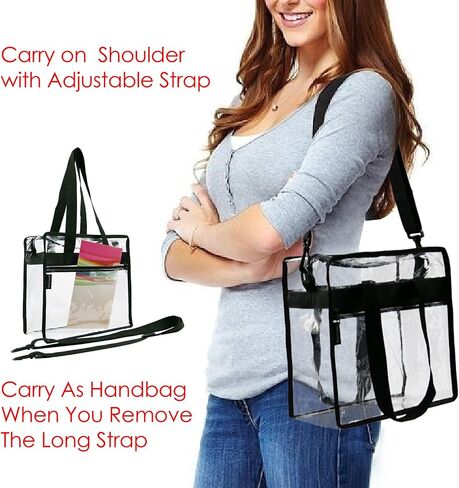 BeeGreen Stadium Clear Bags w Front Pocket and Adjustable Shoulder Carry Handles, Stadium Security Clear Purse & Gym Transparent Zippered Tote Bag in Saudi Arabia