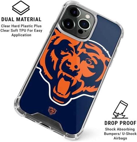 Skinit Clear Phone Case متوافق مع iPhone 15 Pro Max - NFL Chicago Bears مرخص رسميًا in Saudi Arabia