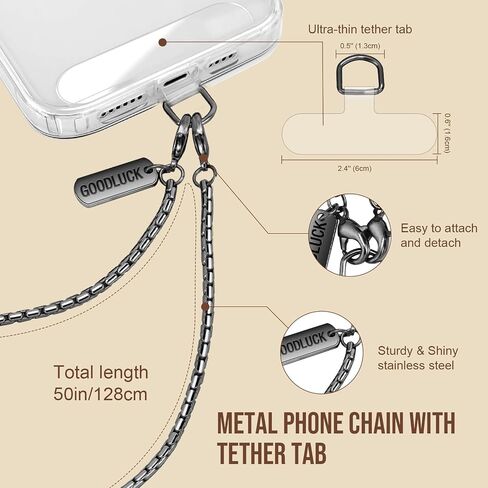 Phone Wrist Strap Metal Phone Chain Wristlet Strap, Detachable Cellphone Lanyard Wrist with Tether Tab, Hands-Free iPhone Charm for Women Girls Party Traveling Shopping, Gold in Saudi Arabia