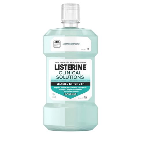 Listerine Clinical Solutions قوة المينا شطف الفم ، غسول الفلورايد اليومي المضاد للفلورايد لإصلاح مينا الأسنان ومنع تجاويف الأسنان القوية* ، النعناع في جبال الألب ، 1 لتر in Saudi Arabia
