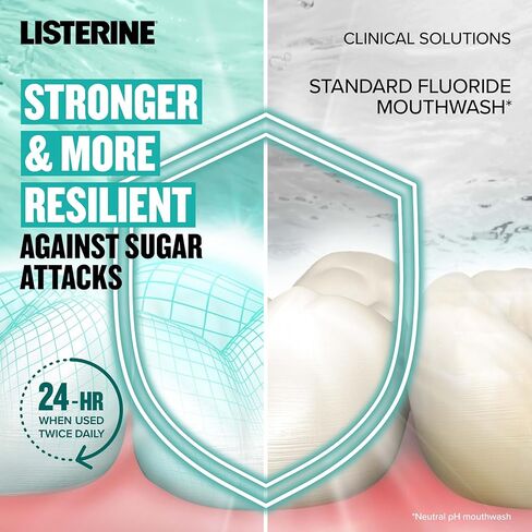 Listerine Clinical Solutions قوة المينا شطف الفم ، غسول الفلورايد اليومي المضاد للفلورايد لإصلاح مينا الأسنان ومنع تجاويف الأسنان القوية* ، النعناع في جبال الألب ، 1 لتر in Saudi Arabia