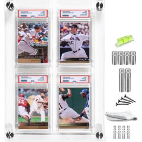 Acrylic Graded Card Display Case 2x2 - Holds 4 PSA, CGC, TAG Slabs - Wall or Tabletop Sports Card Display Frame with UV Protection - Baseball, Football, Basketball, TCG Card Showcase in Saudi Arabia