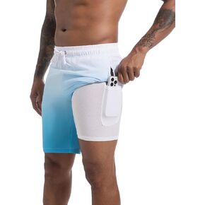 difficort Mens Swim Trunks with Compression Liner Quick Dry Bathing Suits Shorts with Zipper Pockets in Saudi Arabia