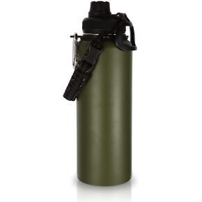 Volhoply 40 oz Insulated Water Bottles Paracord Handle, Stainless Steel Sports Bottle with Spout Lid, Reusable Double Walled Vacuum Metal Travel Cups with Wide Mouth for Adults (Army Green, 1 Set) in Saudi Arabia